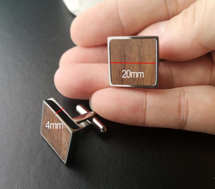 20mm Square cufflinks blank- Titanium steel Wooden Retro Style Cufflinks Mirror polishing,Agate cufflinks,DIY Jewelry,custom cufflinks