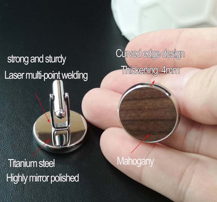 20mm Round cufflinks blank- Titanium steel Wooden Retro Style Cufflinks Mirror polishing,DIY Jewelry,custom cufflinks,Wedding cufflinks