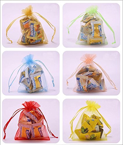 100 Pieces Assorted Color Organza Drawstring Pouches Candy Jewelry Party Wedding Favor Present Bags,Organza Gift Bags with Drawstring