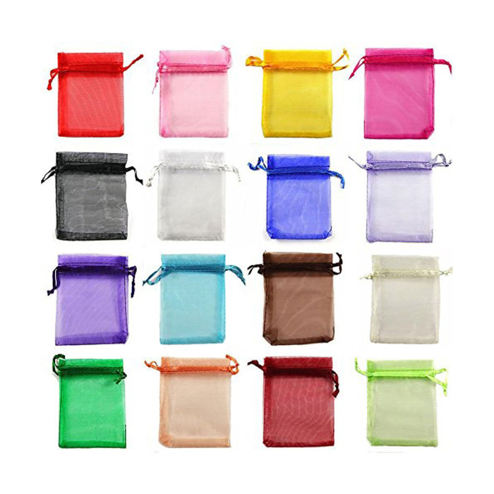 100 Pieces Assorted Color Organza Drawstring Pouches Candy Jewelry Party Wedding Favor Present Bags,Organza Gift Bags with Drawstring