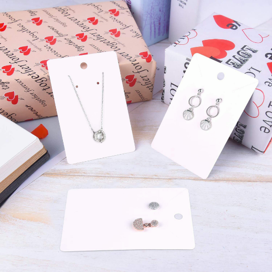 100 Pack Necklace Cards+100 Pcs Self-Sealing Bags, Kraft Paper Necklace Display Cards and Earring Card  for Earrings and Necklace