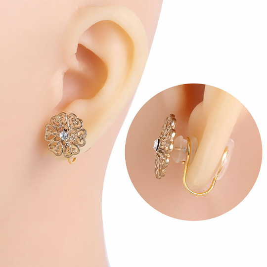 1pair Invisible and painless Earring Converters with ear pads,18K Plating, Pierced to Not Pierced,Change