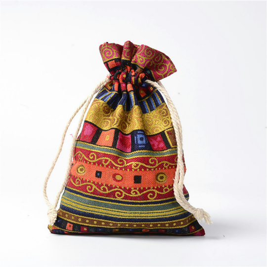 Cotton linen Drawstring Bags|Small Guatemalan Fabric Pouches|Colorful Ethnic Pouch|small jewellery pouches|Cinco de Mayo Party Favor Bags