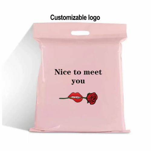 100pcs pink mailing bag with handles|Customizable logo|print your logo poly maile bags