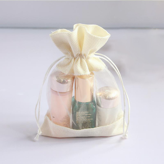 Burlap Bags with Drawstring,Double-sided viewing window| Gift Bag Jewelry Pouches for Wedding and Party Favors, DIY Craft