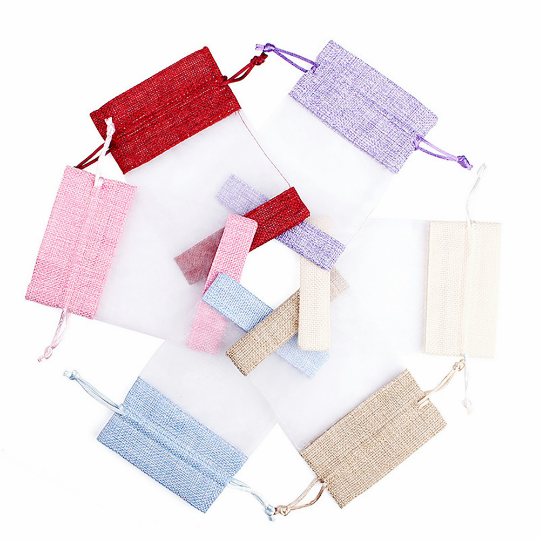 Burlap Bags with Drawstring,Double-sided viewing window| Gift Bag Jewelry Pouches for Wedding and Party Favors, DIY Craft