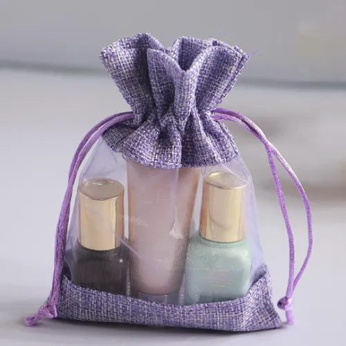 Burlap Bags with Drawstring,Double-sided viewing window| Gift Bag Jewelry Pouches for Wedding and Party Favors, DIY Craft