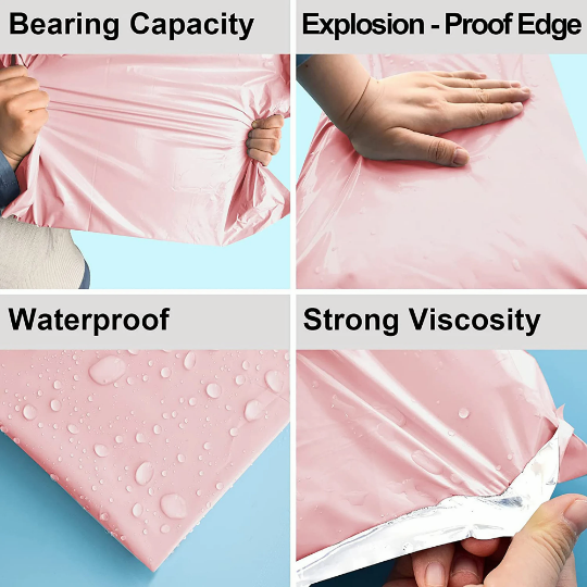 100pcs pink mailing bag with handles|Customizable logo|print your logo poly maile bags