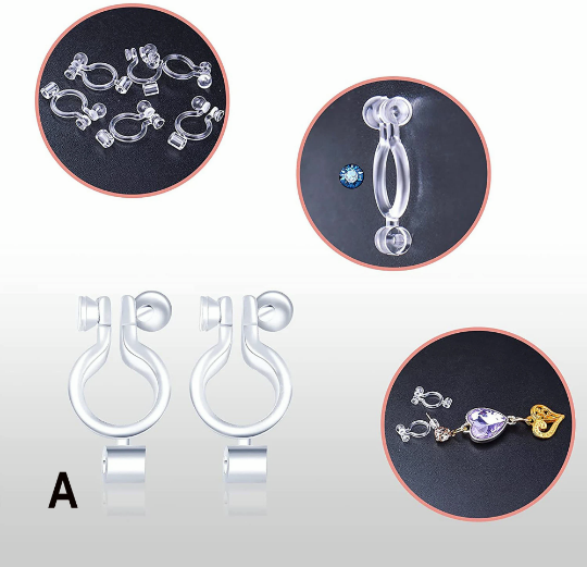 10/20/50 Resin Clip-on Earring Converter,Hypoallergenic,Non-Pierced Earring Studs Findings Replacement for DIY Jewelry Making
