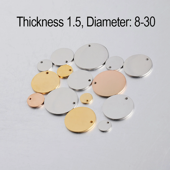 Copy 1.5mm Thick Stamping Blank Charms|18mm 25mm 30mm Flat Round 304 Stainless Steel Blank Stamping Tag Pendants for  Jewelry Making