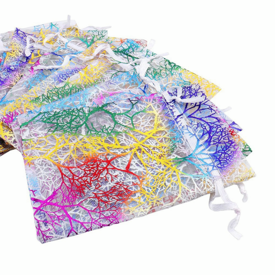 20/50/100 Pack Organza Gift Bags White Coralline Style for Toys Candy Chocolate Party Christmas Wedding Favor Gift