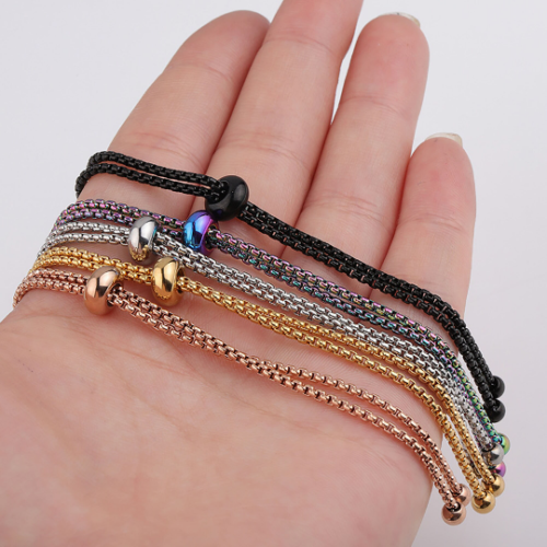 Stainless steel bolo bracelet For Jewelry Making|Half Finished Slide Bracelet|Adjustable bracelet Half semi finished with rubber stopper