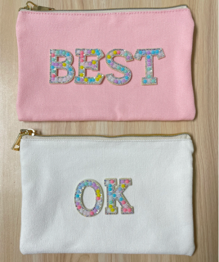 6/12 Rhinestone Iron On Patch White Pearl Bling Rhinestone Letter Patch, 1.8  Glitter Alphabet Applique Rhinestone Letter