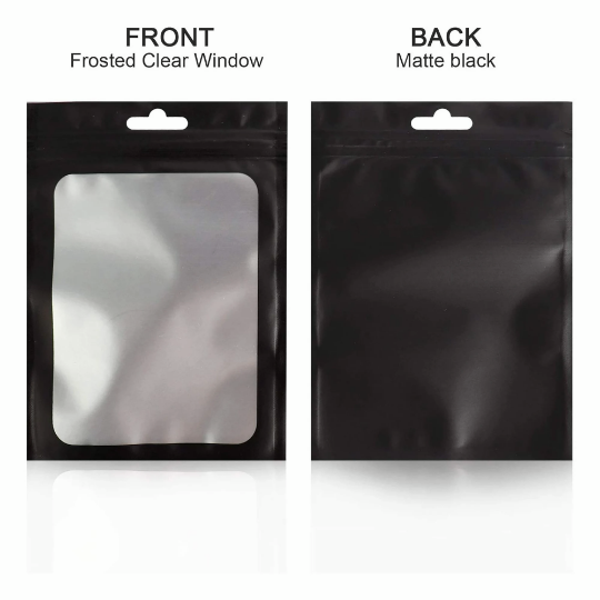 100pcs candy bag|Food Packaging|Shiny bags|lashes bags|lip gloss bags|Black Storage Bags with Clear Window|packaging supplies