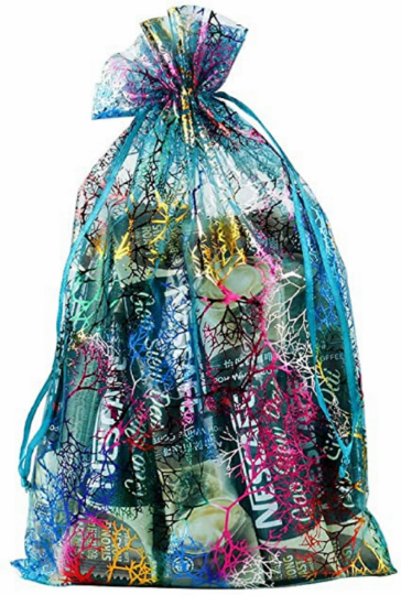 20/50/100 Pack Organza Gift Bags Blue Coralline Style for Toys Candy Chocolate Party Christmas Wedding Favor Gift
