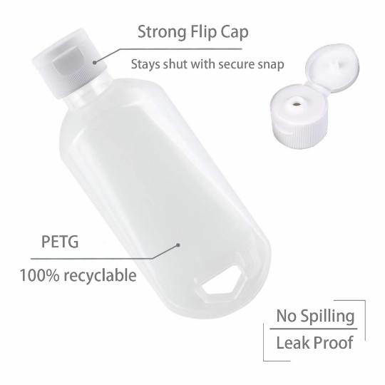 6 PCS 60ml(2OZ) Travel Plastic Clear Keychain,Multi-function Mini Travel bottles Leakproof Empty Squeeze Containers Flip Cap