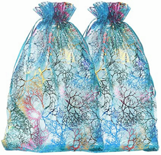 20/50/100 Pack Organza Gift Bags Blue Coralline Style for Toys Candy Chocolate Party Christmas Wedding Favor Gift