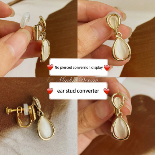 Invisible and painless Earring Converters, Hypoallergenic, Pierced to Not Pierced，Change Earring Post to Non-Pierced Clip-Ons