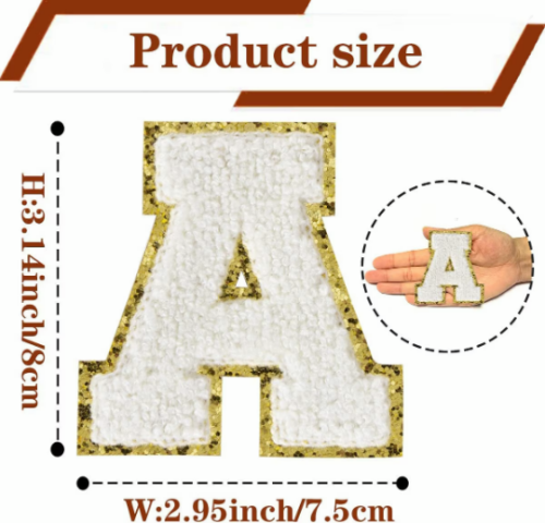 6/12 Letter Patches Iron on Letters for Clothing, 3.14  Letter Patches Iron on Patches Varsity Letter Patches Chenille Letter Patches