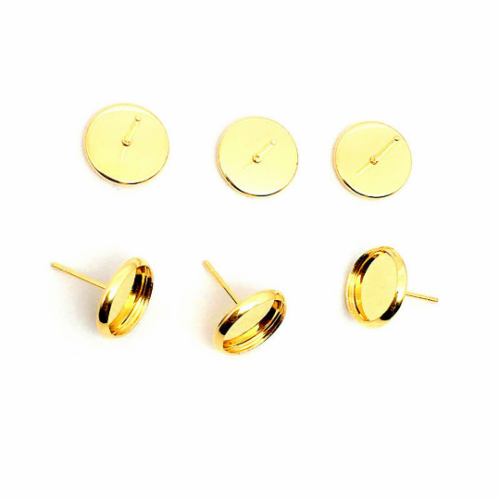 316L Blank Earring Studs|Stainless Steel Cabochon Setting Ear Stud with Earring Backs for Cabochon Resin DIY Earring Making