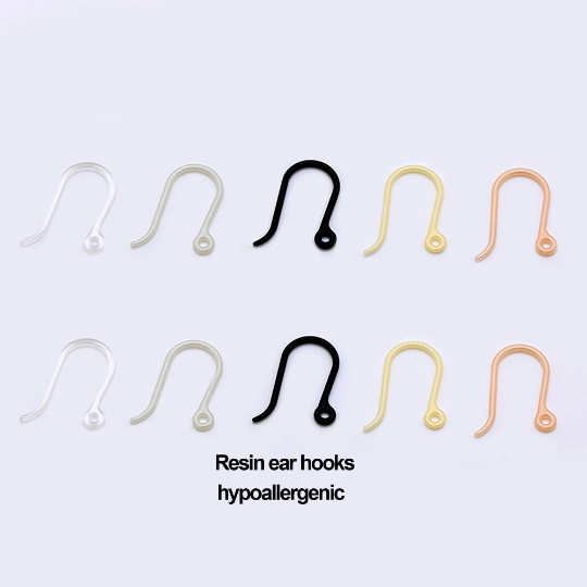 100pcs Resin ear hooks|hypoallergenic|Earring Wires|Open Loop|Earring Components for Jewelry Making Supplies and Earring Finding
