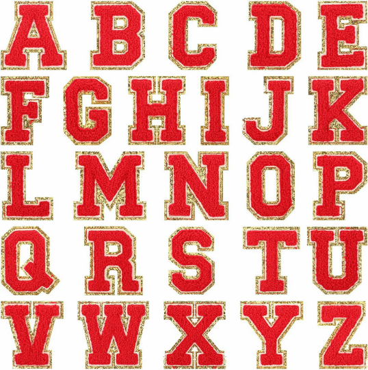 6/12 Letter Patches Iron on Letters for Clothing, 3.14  Letter Patches Iron on Patches Varsity Letter Patches Chenille Letter Patches