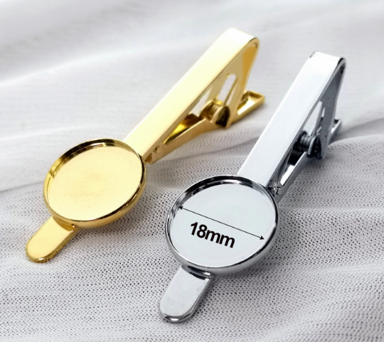 10pcs 18mm Tie Clip bezel| High quality vacuum plating|thickened metal,Wedding Tie Clip,Resin Crafts making,Rsin DIY