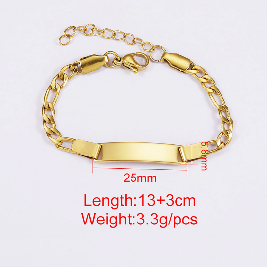 Thick Stamping Blank Charms|engravable bracelet| 304 Stainless Steel Blank Stamping Tag Pendants for Jewelry Making