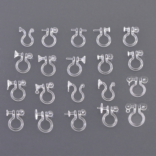 Clear Resin Clip-on Earring Converter,Hypoallergenic,Non-Pierced Earring Studs Findings Replacement for Women Men Girls DIY Jewelry Making