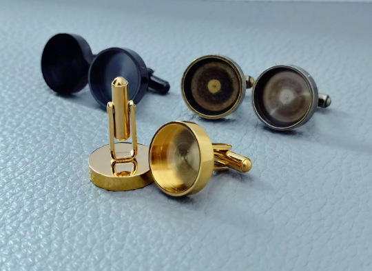 Gold cufflink base|cufflinks bezel,Thicken Titanium steel,Mirror polishing,Resin DIY,Wedding cufflinks,DIY Jewelry,Resin Crafts making,in US