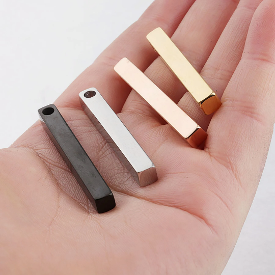 Thick Stamping Blank Charms|5*45mm 3D Bar Charm 304 Stainless Steel Blank Stamping Tag Pendants for  Jewelry Making