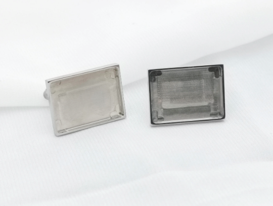 1 Pair(2pcs) 22*16mm cufflinks bezel|Rectangle Cufflink Blank Bezels |hicken Titanium steel,Mirror polishing|Wedding cufflinks