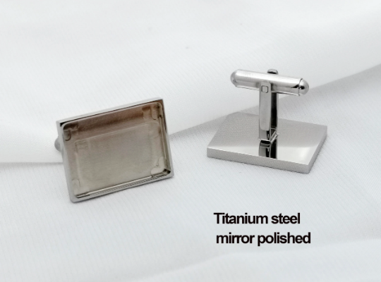 1 Pair(2pcs) 22*16mm cufflinks bezel|Rectangle Cufflink Blank Bezels |hicken Titanium steel,Mirror polishing|Wedding cufflinks