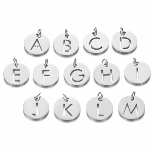 Stainless steel Alphabet Charm|alphabet necklace|Alphabet Letter Disc Charm Necklace|Alphabet Letter Charms for Jewellery Making
