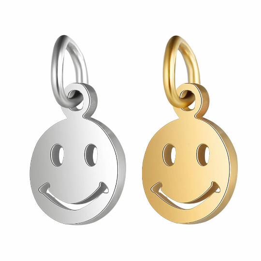 Stainless Steel smiley Pendant, Charm Pendant Jewelry Making, for DIY Necklace Bracelet, Wholesale