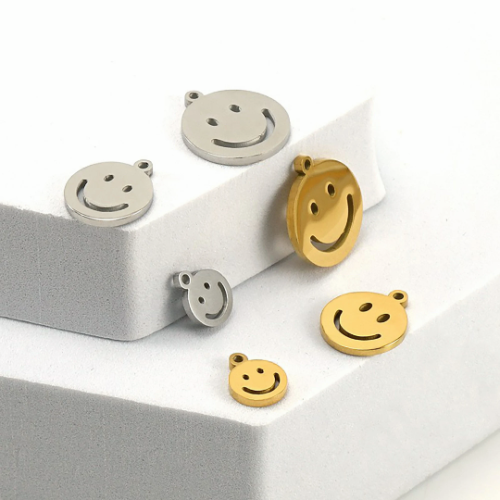Stainless Steel smiley Pendant, Charm Pendant Jewelry Making, for DIY Necklace Bracelet, Wholesale