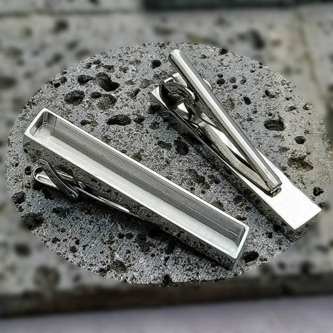 Thicken Titanium steel Tie clips blank, mirror polished,rectangular bezel,Resin DIY,Wedding Tie Clip,Resin Crafts making