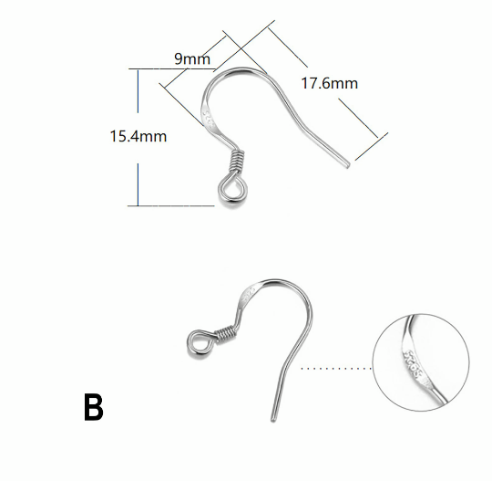 0.6 wire diameter Sterling Silver Earring Hooks|Earring Wires|Hypoallergenic 925 Hallmark Ear Wires French Fish Hooks for Earrings