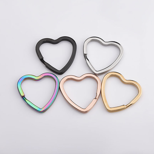 stainless steel Heart Split Rings|heavy duty key ring|Silver split key ring, Bulk Jewelry Making Supplies
