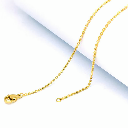 16  Chain,18K vacuum plating 316L Stainless Steel Chain|Cable O Chain Necklace|Flat Link O Chain|Chain For Pendant|Chain for Jewelry Making