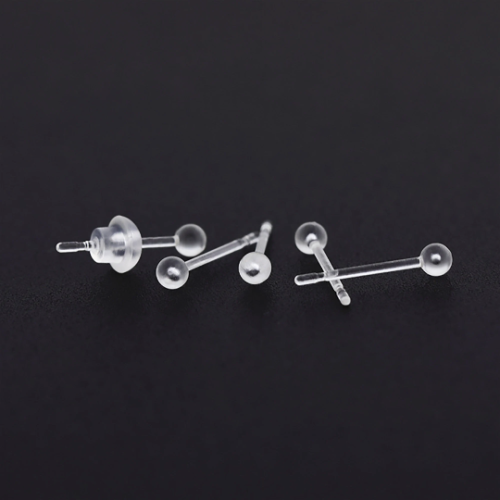 50/100pcs Ball Post Earring|resin Solid Round Ball Post Stud Earrings with Loop for Jewelry Dangle Earring Making