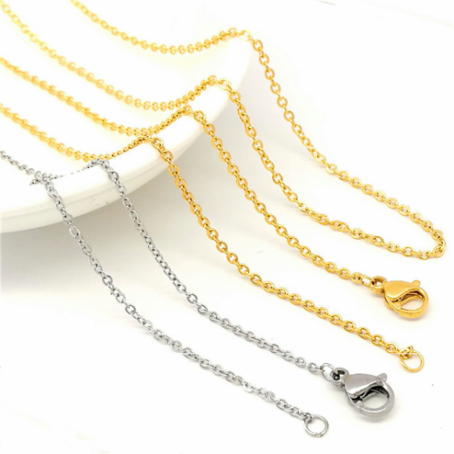 16  Chain,18K vacuum plating 316L Stainless Steel Chain|Cable O Chain Necklace|Flat Link O Chain|Chain For Pendant|Chain for Jewelry Making
