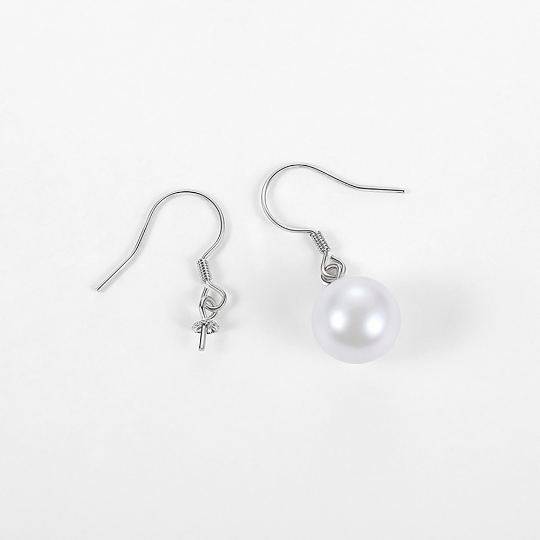 Sterling Silver Earring Hooks|Earring Wires|925 Sterling Silver Long Earring Hooks,Half Drilled Pearl Earring Findings
