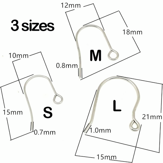 316L Stainless Steel Earring Hooks with Loop Hole|Earring Components for Jewelry Making Supplies and Earring Finding
