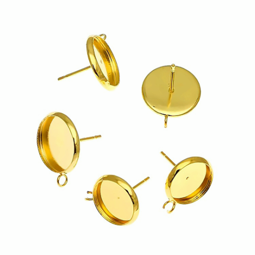 Ear Wire Hook Setting,Cabochon Setting Stainless Steel Dangle Round Trays Base for DIY Craft, Jewelry Making Supplies and Earring Finding