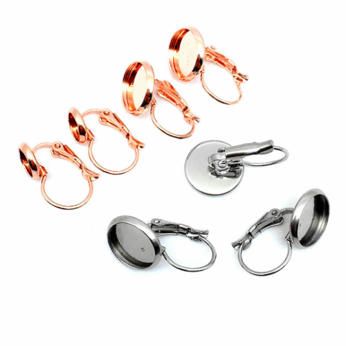Ear Wire Hook Setting,Cabochon Setting Stainless Steel Dangle Round Trays Base for DIY Craft, Jewelry Making Supplies and Earring Finding