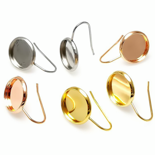 Ear Wire Hook Setting,Cabochon Setting Stainless Steel Dangle Rectangle Trays Base for DIY Craft,Jewelry Making Supplies and Earring Finding