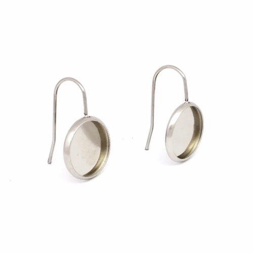 Ear Wire Hook Setting,Cabochon Setting Stainless Steel Dangle Rectangle Trays Base for DIY Craft,Jewelry Making Supplies and Earring Finding