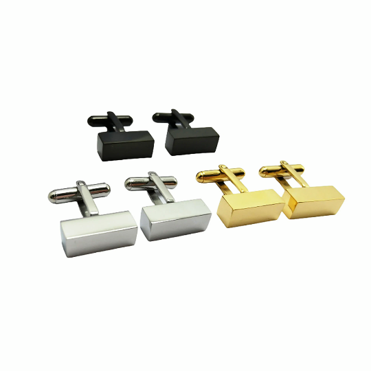 Wholesale 3D rectangle cufflinks bezel|Engravable Cufflinks|3mm thick Titanium steel|Mirror polishing|Wedding cufflinks|Groomsmen Cufflinks