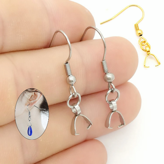 20/50pcs Stainless Steel Pendant Clasp Earring Hooks Ear Wire Buckle Dangle Earrings for Women Girls Jewelry Making Supplies,ship from USA